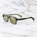 An image of the GR15 Aviator Sunglasses in Multi Olive frame side view with arms open marble background
