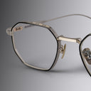 An image of the Lansdowne 1431 Square Opticals Silver/Black frame frontal view of the right lens with arms open