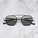 An image of the Cranley 1425 Aviator Sunglasses in Black/Gold frame frontal view with arms closed marble background