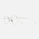 An image of the 0001 Round Opticals in 18K White Gold Rhodium frame side view with arms open