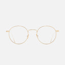 An image of the 0001 Round Opticals in 18K Gold frame frontal view with arms open