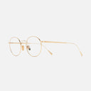An image of the 0001 Round Opticals in 18K Gold frame side view with arms open