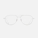 An image of the 0002 Aviator Opticals in 18K White Gold Rhodium frame frontal view with arms open