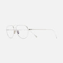 An image of the 0002 Aviator Opticals in 18K White Gold Rhodium frame side view with arms open