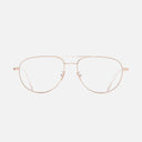 An image of the 0002 Aviator Opticals in 18K Rose Gold frame frontal view with arms open