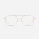 An image of the 0003 Aviator Opticals in 24K Yellow Gold + 18K Rhodium frame frontal view with arms open