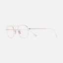 An image of the 0004 Aviator Opticals in Rose Gold frame side view with arms open