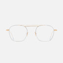 An image of the 0004 Aviator Opticals in 24K Yellow Gold + 18K Rhodium frame frontal view with arms open