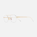 An image of the 0004 Aviator Opticals in 24K Yellow Gold + 18K Rhodium frame side view with arms open