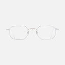 An image of the 0005 Rectangle Opticals in 18K White Gold Rhodium frame frontal view with arms open