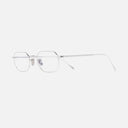 An image of the 0005 Rectangle Opticals in 18K White Gold Rhodium frame side view with arms open