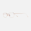 An image of the 0005 Rectangle Opticals in Rose Gold frame side view with arms open