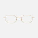 An image of the 0005 Rectangle Opticals in 18K Gold frame frontal view with arms open