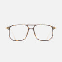 An image of the 0006 Rectangle Opticals in Havana on 24K Yellow Gold frame frontal view with arms open