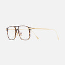 An image of the 0006 Rectangle Opticals in Havana on 24K Yellow Gold frame side view with arms open