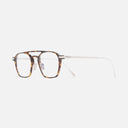 An image of the 0009 Aviator Opticals in Havana on 18K Rhodium frame side view with arms open