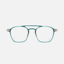 An image of the An image of the 0009 Aviator Opticals in Gradient Green on 18K Rose Gold + 18K Rhodium frame side view with arms open frame frontal view with arms open