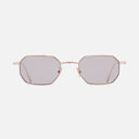An image of the 0005 Round Sunglasses in Rose Gold frame frontal view with arms open