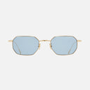 An image of the 0005 Round Sunglasses in 18k Gold frame frontal view with arms open