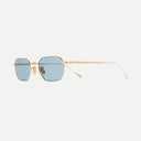 An image of the 0005 Round Sunglasses in 18k Gold frame side view with arms open