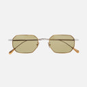 An image of the 0005 Round Sunglasses in 24K Yellow Gold + 18K Rhodium frame frontal view with arms closed