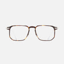 An image of the 0007 Rectangle Opticals in Havana on 18K Rhodium frame frontal view with arms open