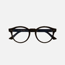 An image of the 1378 Blue Light Filter Round Opticals in Blue on Black frame frontal view with arms closed