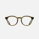 An image of the 1378 Blue Light Filter Round Opticals in Olive frame frontal view with arms open