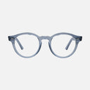 An image of the 1378 Blue Light Filter Round Opticals in Brooklyn Blue frame frontal view with arms open