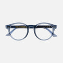 An image of the 1378 Blue Light Filter Round Opticals in Brooklyn Blue frame frontal view with arms closed