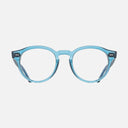 An image of the 1378 Blue Light Filter Round Opticals in Deep Teal frame frontal view with arms open
