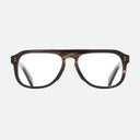 An image of the Cutler and Gross 0822V2 Aviator Horn Optical in Slate Grey Buffalo Horn frame frontal view with arms open