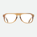 An image of the Cutler and Gross 0822V2 Aviator Horn Optical in Amber Buffalo Horn frame frontal view with arms open