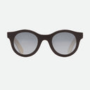 An image of the Cutler and Gross 0737 Round Horn Sunglass in Deep Matte Black/Cream Buffalo Horn frame frontal view with arms open