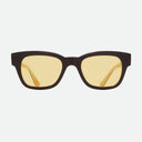 An image of the Cutler and Gross 0772 Square Horn Sunglass in Deep Matte Black/Cream Buffalo Horn frame frontal view with arms open