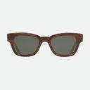 An image of the Cutler and Gross 0772 Square Horn Sunglass in Toffee Brown/Cream Buffalo Horn frame frontal view with arms open
