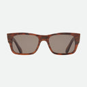 An image of the Cutler and Gross 1214 Rectangular Horn Sunglass in Speckled Brown Buffalo Horn frame frontal view with arms open