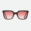 An image of the Cutler and Gross 4469 Square Horn Sunglass in Smoke Brown/Cream Buffalo Horn frame frontal view with arms open