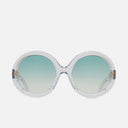An image of the 1412 Limited Edition Round Sunglasses in Crystal frame frontal view with arms open