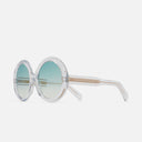 An image of the 1412 Limited Edition Round Sunglasses in Crystal frame side view with arms open