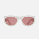 An image of the 9276 Wrap Sunglasses in White Ivory frame frontal view with arms open