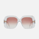 An image of the 9891 Rectangle Sunglasses in Crystal frame frontal view with arms open