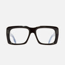 An image of the 1418 Rectangle Opticals Limited Edition Black and 24K Gold frame frontal view with arms open