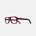 An image of the 0822V2 Aviator Opticals in Bordeaux Red frame side view with arms open