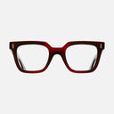 An image of the 1305 Square Opticals in Burgundy frame frontal view with arms open