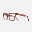 An image of the 1346 Cat Eye Opticals in Cola Crystal frame side view with arms open