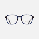 An image of the 1361 Square Opticals Classic Navy Blue frame frontal view with arms open