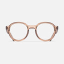 An image of the 1384 Round Opticals in Cola Crystal frame frontal view with arms open