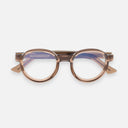 An image of the 1384 Round Opticals in Cola Crystal frame frontal view with arms closed