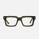 An image of the 1386 Optical Square Glasses Olive frontal view with arms open